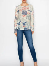 Load image into Gallery viewer, Origami - Sparkly Mesh Top with Red White and Blue - Grey Freedom