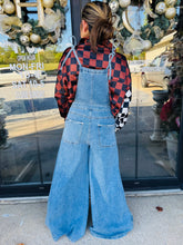 Load image into Gallery viewer, Davi & Dani - Washed Denim Wide Leg Opening Overall Jumpsuit