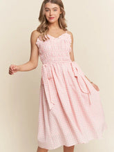 Load image into Gallery viewer, J.NNA - Checkered Smocked Ribbon Midi Dress