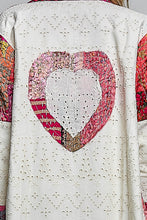 Load image into Gallery viewer, Pol -Artisan Eyelet Top Mixed Prints & Heart Patch Cardigan