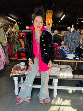 Load image into Gallery viewer, Velvet Rayon Military Jacket w/ Burnout Velvet Applique