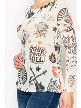 Load image into Gallery viewer, Origami - Sparkly Long Sleeve Sheer Mesh Top – RNR - Off White