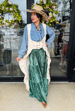 Load image into Gallery viewer, Bluevelvet - Side Tiered Textured Velvet Wideleg Ruffle Pants