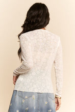 Load image into Gallery viewer, Davi & Dani - White Long Sleeve Floral Mesh Top