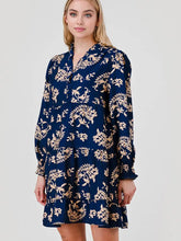 Load image into Gallery viewer, Pixi + Ivy - Shelly Tiered Ruffle Neck Long Sleeve Dress - Blue Paisley