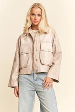 Load image into Gallery viewer, Davi & Dani - Washed Faux Leather Chest Pocket Open Jacket