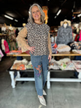 Load image into Gallery viewer, Turquoise Haven - Tan Lace Sleeve Ruffle Top