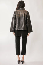 Load image into Gallery viewer, Davi & Dani - Washed Faux Leather Chest Pocket Open Jacket