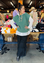 Load image into Gallery viewer, Pixi + Ivy - Mock Neck Short Sleeve Soft Sweater Vest Top - Sage