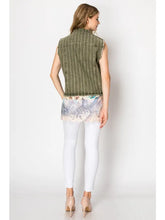 Load image into Gallery viewer, Origami - Stunning Denim Vest with Stripe Sparkle Designs - Olive