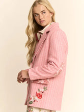 Load image into Gallery viewer, Davi & Dani - Pink Harringbone Embroidered Embroidered Patch Jakcet