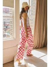 Load image into Gallery viewer, Oddi - Checkered Printed Barrel Denim Pants - Pink
