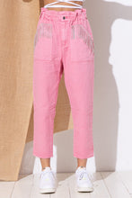 Load image into Gallery viewer, Pretty In Pink Rhinestone Paperbag Pants