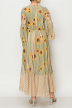 Load image into Gallery viewer, Origami - LINED LONG ALL LACE DRESS WITH PRINT - SUNFLOWER
