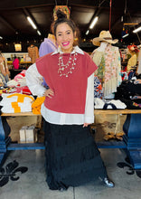 Load image into Gallery viewer, Pixi + Ivy - Mock Neck Short Sleeve Soft Sweater Vest Top - Dark Rose