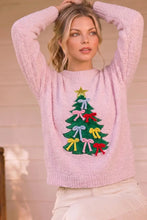 Load image into Gallery viewer, HCB - Christmas Tree Bow Appliqué Cozy Knit Sweater