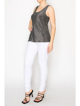 Load image into Gallery viewer, Origami - Shimmery Essential Sleeveless Lurex Tank - Black/Silver