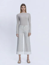 Load image into Gallery viewer, Stripe Print Cuffed Crop Wide Jeans