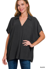 Load image into Gallery viewer, Zenana - Woven Airflow Collared V-neck Short Sleeve Top