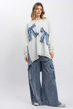 Load image into Gallery viewer, Washed Mix Media Bow Patch Pullover