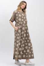 Load image into Gallery viewer, Bluevelvet - Star Patchwork Short Sleeve Long Dress - Charcoal