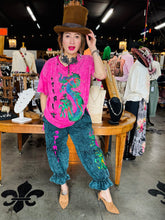 Load image into Gallery viewer, I Love Line -Distressed Tee with Spirit Dragon Print in Pink