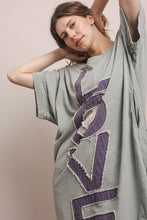Load image into Gallery viewer, Bluevelvet - Love Lettering Patchwork Short Slv Dress - Sage
