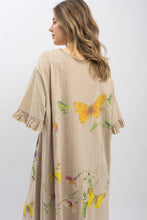 Load image into Gallery viewer, Bluevelvet - Butterfly Print Short Sleeve Tee Shirt Dress - Tan