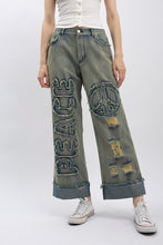 Load image into Gallery viewer, Peace Patch Distressed Denim Pants