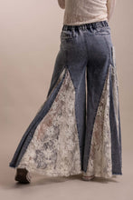 Load image into Gallery viewer, Bluevelvet - Lace Mix Ruffle Wideleg Denim Pants