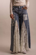 Load image into Gallery viewer, Bluevelvet - Lace Mix Ruffle Wideleg Denim Pants