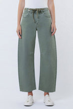 Load image into Gallery viewer, VERVET - Super High Rise Drawstring Wide Barrel Jeans - Olive