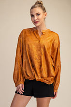 Load image into Gallery viewer, Glam - Round Neck Knot Blouse - Rust