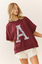 Load image into Gallery viewer, Oddi - Lace Varsity Letter Applique Sweatshirt