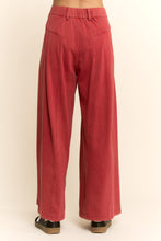 Load image into Gallery viewer, Davi & Dani - Wine High Waisted Front Slit Wide Leg Denim Pants