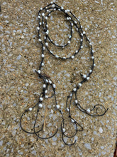 Load image into Gallery viewer, HC - Silver Pearls Braided Lariat 74"