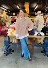 Load image into Gallery viewer, Pixi + Ivy - Mock Neck 3/4 Wide Sleeve Sweater Top - Tan