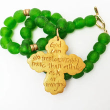 Load image into Gallery viewer, Hidden Truth Jewelry - 18 inch Green African Glass with Susie Cross Necklace