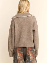 Load image into Gallery viewer, Davi & Dani - Mocha Granny V Neck Sweater Top