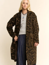 Load image into Gallery viewer, DAVI & DANI - Animal Blocked Half AND Half Mixed Midi Jacket Coat TAN BROWN