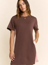 Load image into Gallery viewer, Davi & Dani - Brown Pink Shift Short-Sleeve Mini Length Dress