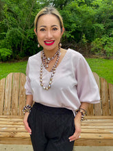 Load image into Gallery viewer, HC Ooh La La Pleated Silk Blouse