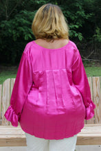 Load image into Gallery viewer, HC Ooh La La Pleated Silk Blouse