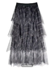 Load image into Gallery viewer, Tiered Tulle Plaid Skirt