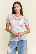 Load image into Gallery viewer, J.nna - Multi Print Mesh Short Sleeve Top