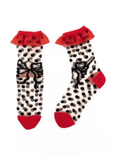 Load image into Gallery viewer, Sock Candy - Polka Dot Bow Ruffle Sheer Crew Sock