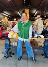 Load image into Gallery viewer, Pixi + Ivy - Metallic Foil Short Sleeve Sweater or Vest Green