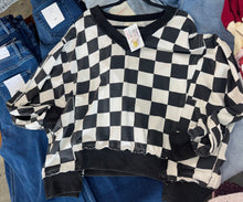 Load image into Gallery viewer, Oddi - Oversized Checkerboard V-Neck Sweatshirt