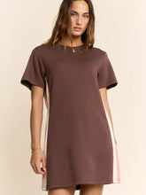 Load image into Gallery viewer, Davi & Dani - Brown Pink Shift Short-Sleeve Mini Length Dress