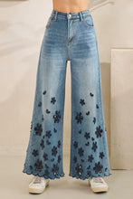 Load image into Gallery viewer, Oli & Hali - Washed Flower Cutouts Denim Pants